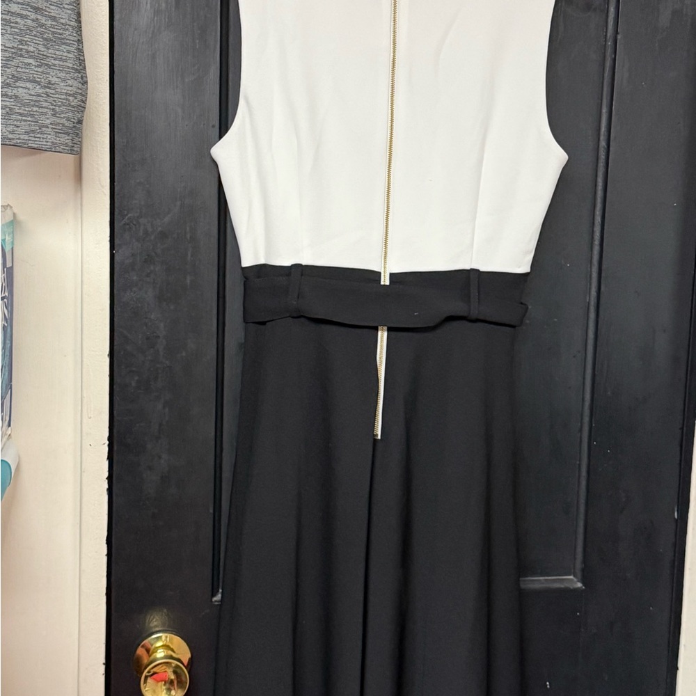 Elegant Black and White Backless Dress